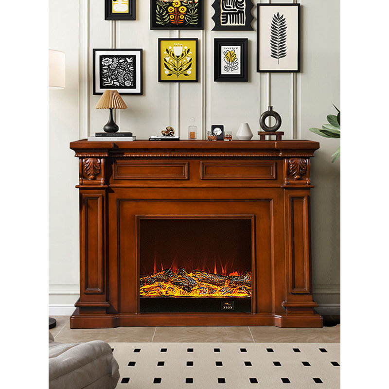 American-style decorative fireplace core cabinet, electric fireplace core with simulated fire, Brown