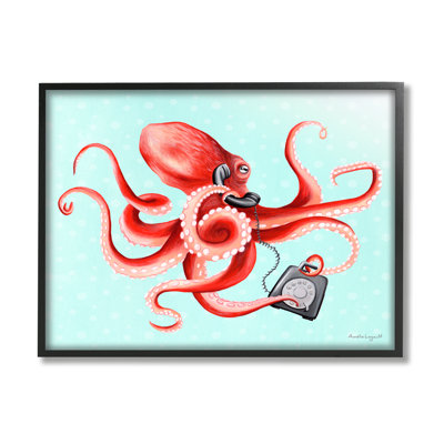 «Red Ombre Octopus Tentacles», art numérique texturé à la giclée par Amelie Legault
