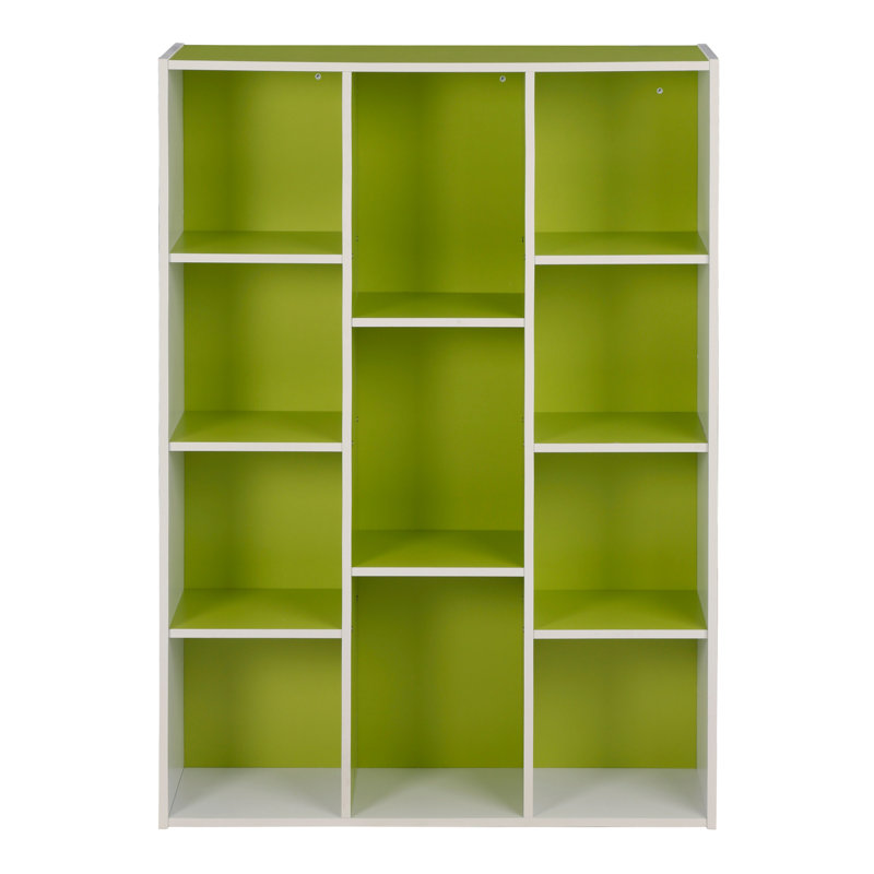 Placentia 11-Cube Reversible Open Shelf Bookcase, White/Green
