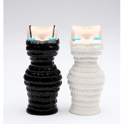 Black And White Cuties Dress Salt And Pepper Set