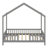 Toddler House Bed with Canopy & High Safety Railings, Wooden Montessori Floor Bed-1490663797