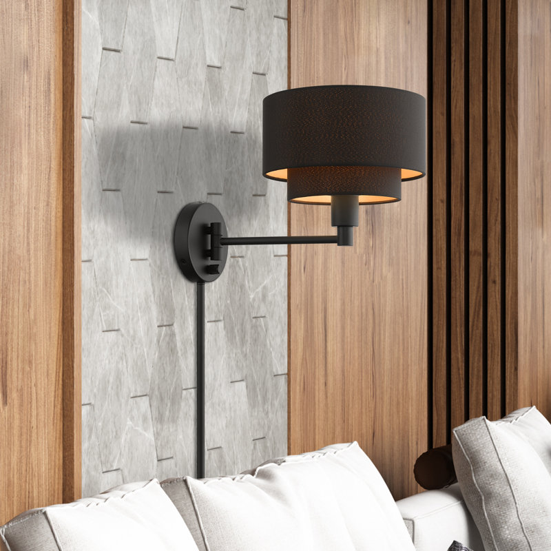 Swing Arm Sconce, Black, Black
