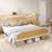 Platform Bed Frame with Natural Rattan Headboard and Footboard, Bohemian and Mid Century Style-710465277-710465276