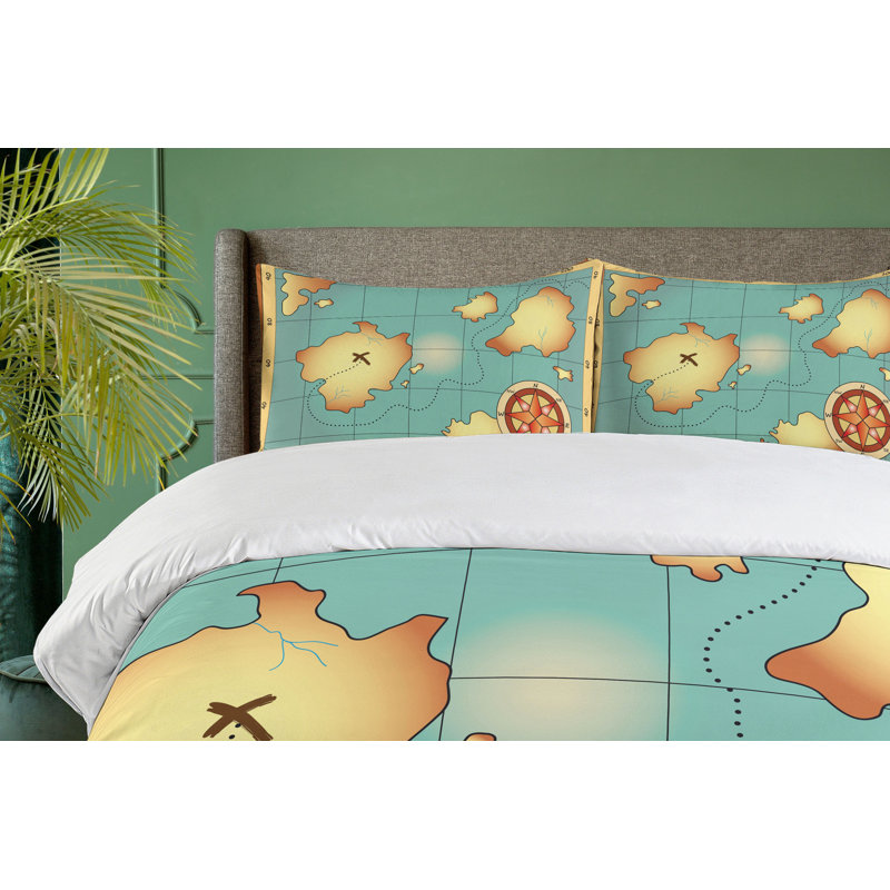 Coastal Polyester Duvet Cover, Twin Duvet Cover + 1 Standard Sham