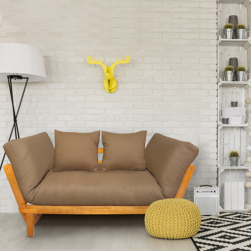 Canapé-lit Casual, Polyester brun clair, Chêne
