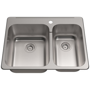 Évier de cuisine double en acier inoxydable de qualité supérieure de 27,25 po x 20,5 po x 8 po Cantrio