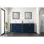 Meuble-lavabo double l 80 po x P 22 po, plateau en marbre de culture, ensemble de robinet et miroir de 30 po-2110445262