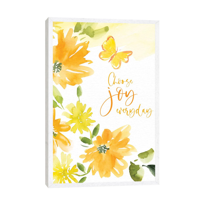 Choose Joy by Stephanie Ryan - Print on Canvas, 66.04cm H x 45.72cm W x 3.81cm D, White Floater Framed