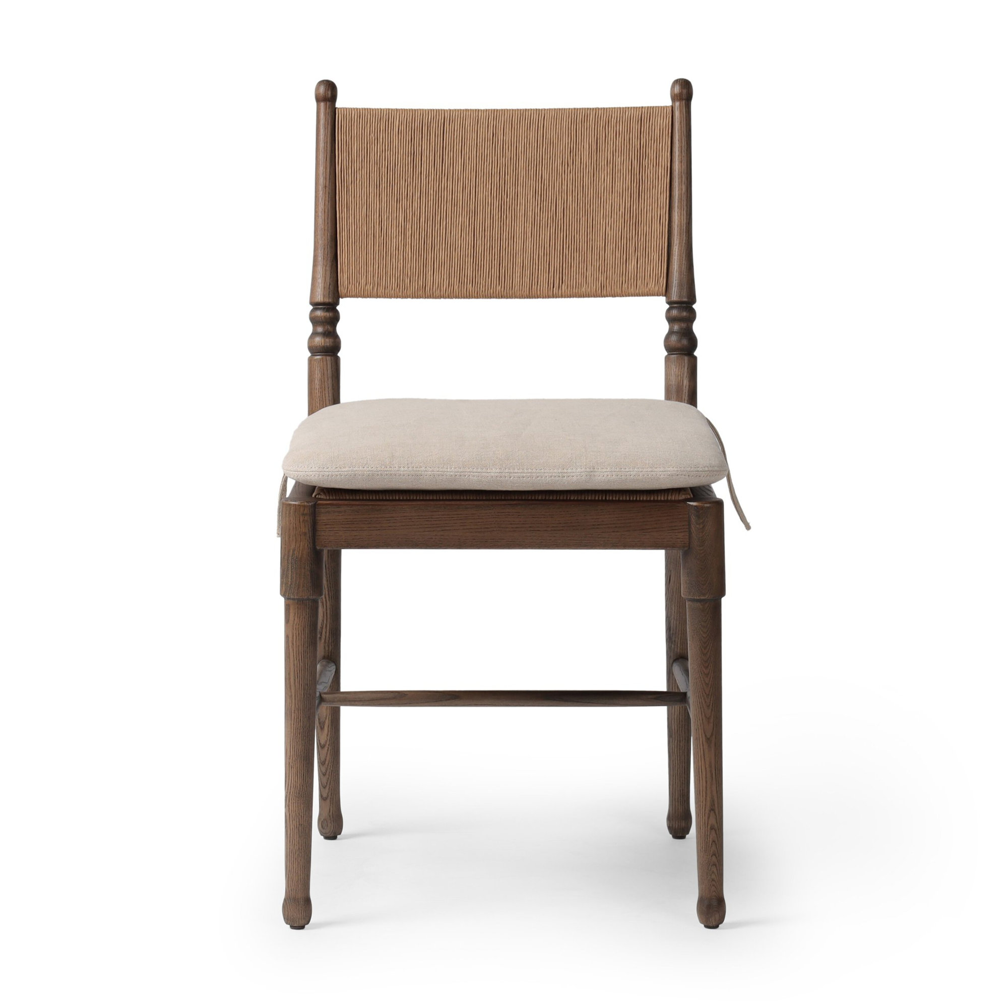 Fayth Dining Chair with Cushion, Dune Linen, Antique Walnut