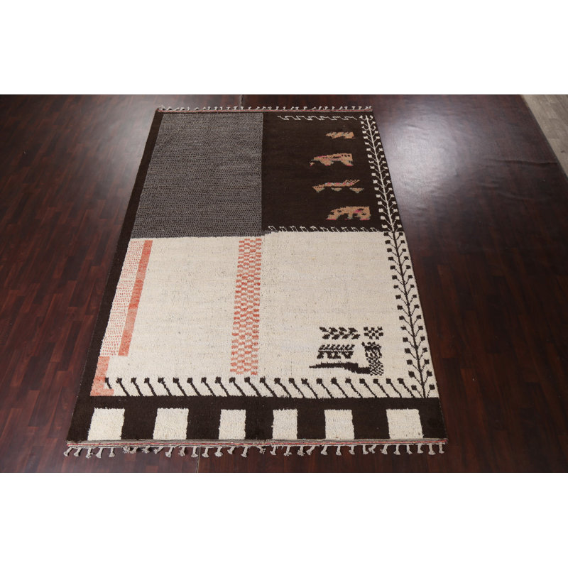 Tapis oriental en laine marocain en laine noué à la main 9 x 13