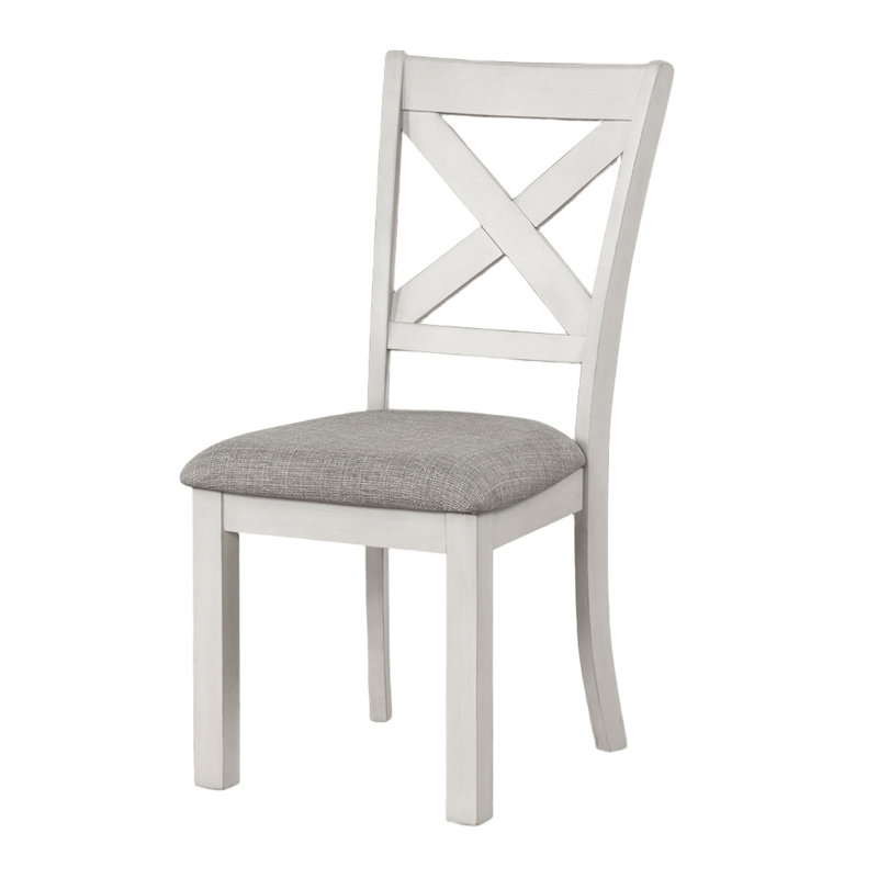 Chaise avec coussin à dossier croisé moderne en chêne blanc moderne 2 pièces