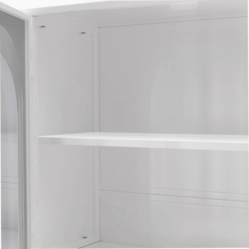 Armoire murale en verre 47,25 "à quatre portes (murale), Blanc