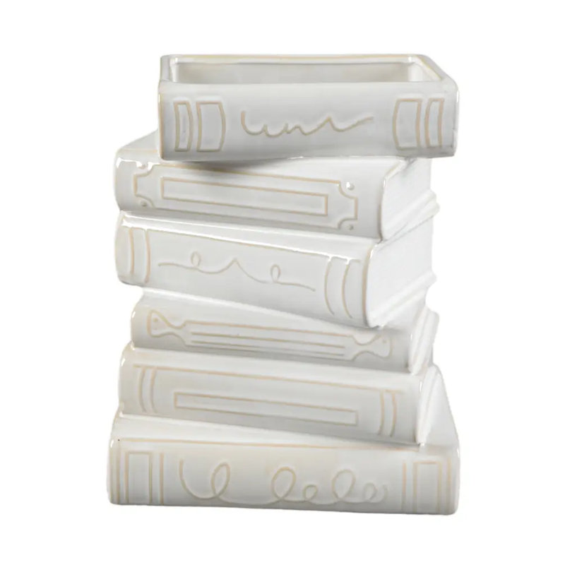 Stacked Books Ceramic Vase