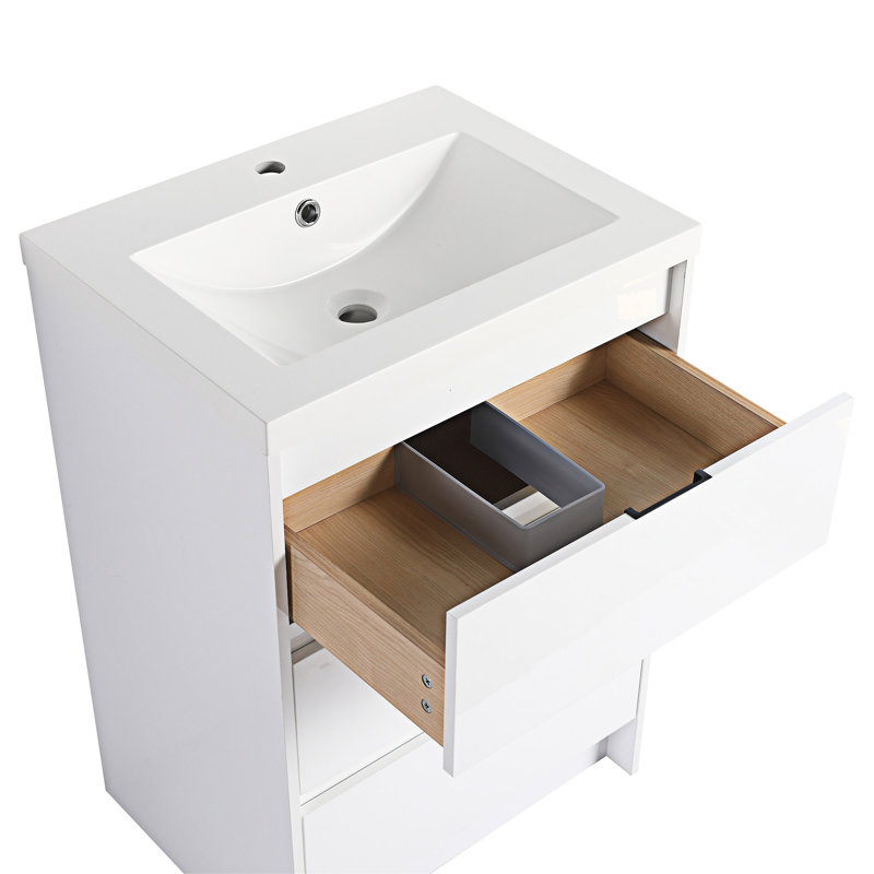 Meuble-lavabo autoportant avec lavabo en résine