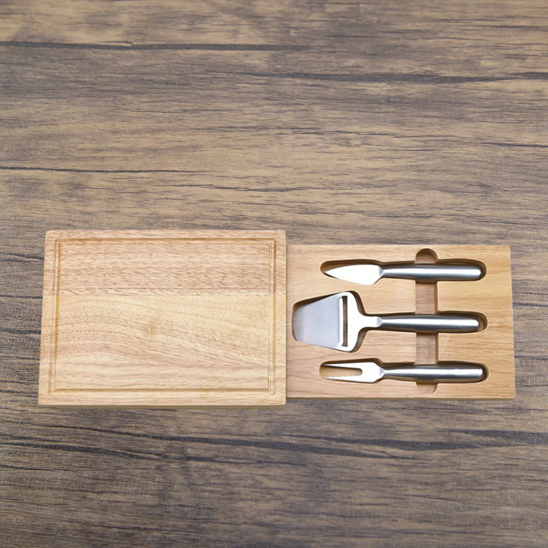 Rectangular Cheeseboard with 3 Metal Utensils Inside