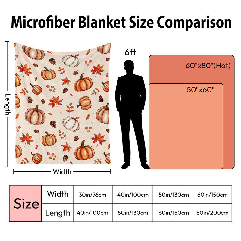 Jeté en flanelle JYK, en microfibre moelleuse, légère, respirante et douce, 50 po x 60 po, citrouilles d'automne