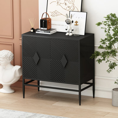 Stylish 2-Door Wooden Accent Cabinet With Two-Tier Partitioned Storage, Ideal For Organized And Aesthetic Home Decor In Any Room