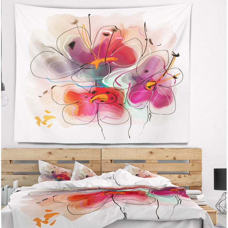 Tapisserie florale, H 50 po x l 60 po