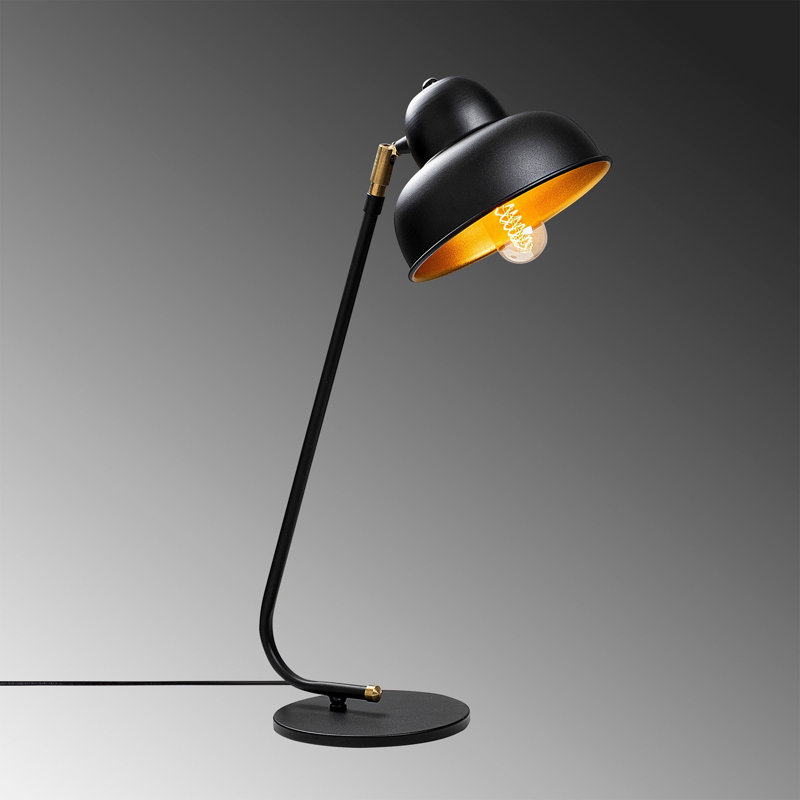 Wood Desk Lamp, Black/Gold