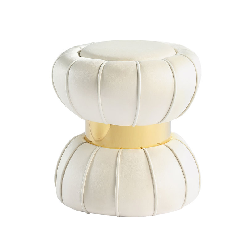 Cerjio Velvet Ottoman, Cream Velvet