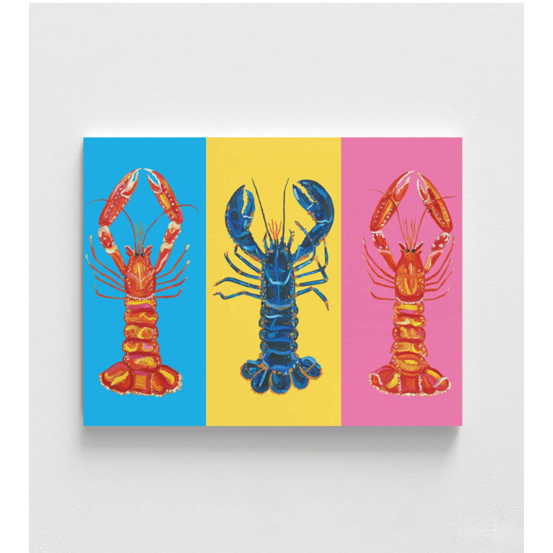 Coastal Lobster Art Print: décoration murale triptyque pop coloré, Ne s’applique pas, H 16 po x l 12 po
