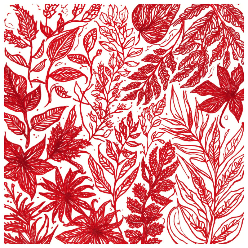 Red Botanical Illustrations Duvet Covers, King