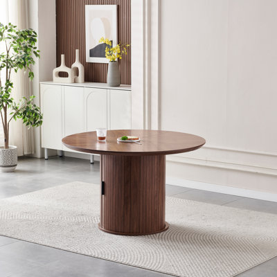 Table de salle à manger 47 "ronde avec tablettes de rangement à deux couches et porte à ouverture flexible