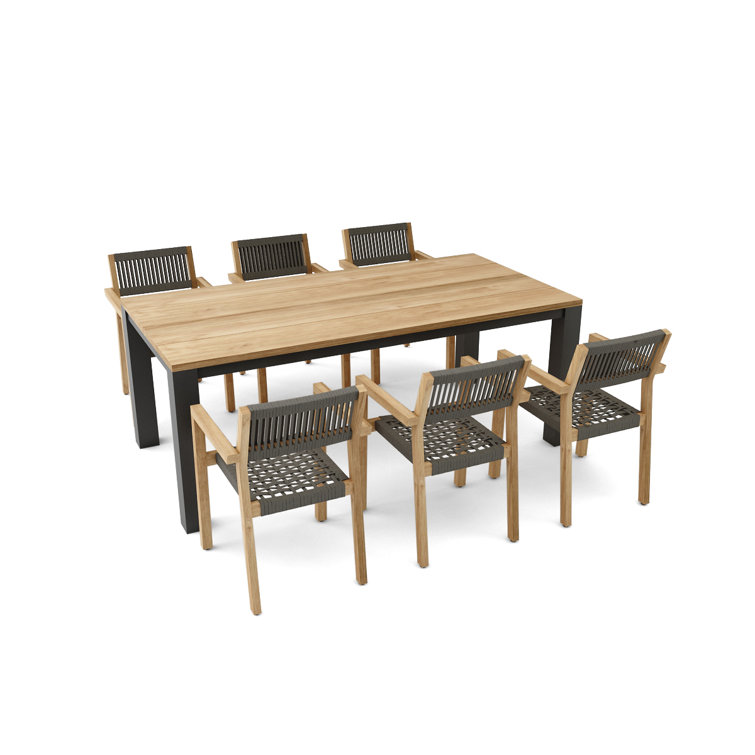 Morones Rectangular Reclaimed Teak 6 Person Indoor Outdoor Dining Set