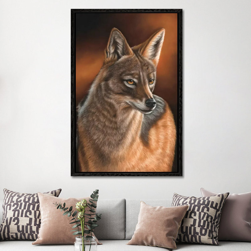 Jackal by Richard Macwee - Floater Frame Gallery-Wrapped Canvas Giclée on Canvas, 152.4 cm H x 101.6 cm W, Black