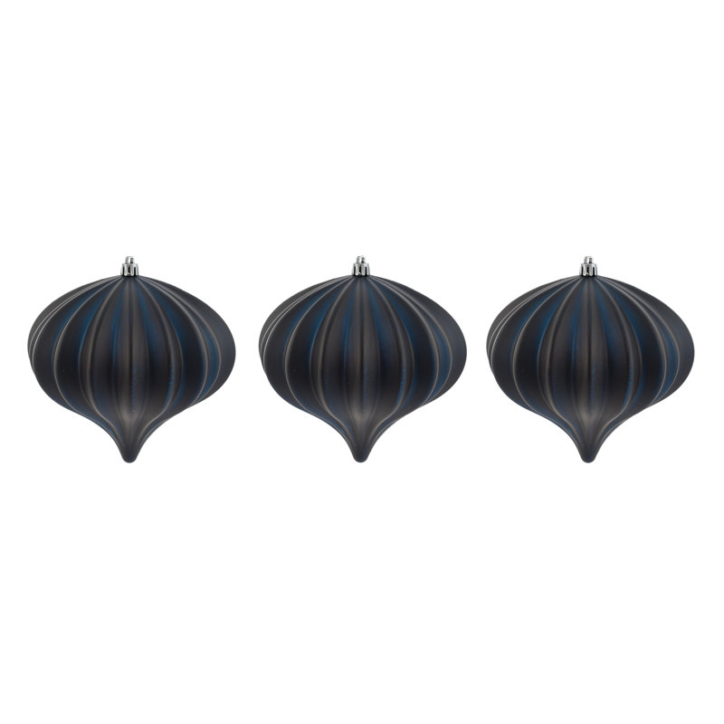 5.7" White Matte Onion Ornament UV, 3 Per Bag, Midnight Blue Matte