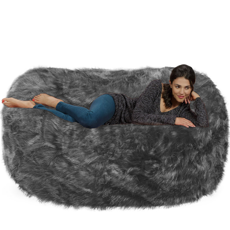 Bean Bag Chair Lounger - Large 6 Ft Faux Fur Classic Shredded Memory Foam Filled Furniture Bean Bag Chair Lounger with Removable and Machine Washable Cover - Bean Bag Sofa Lounger with Soft Micro Fiber Cover  - Six Foot Bean Bag Lounger Multiple Colors
