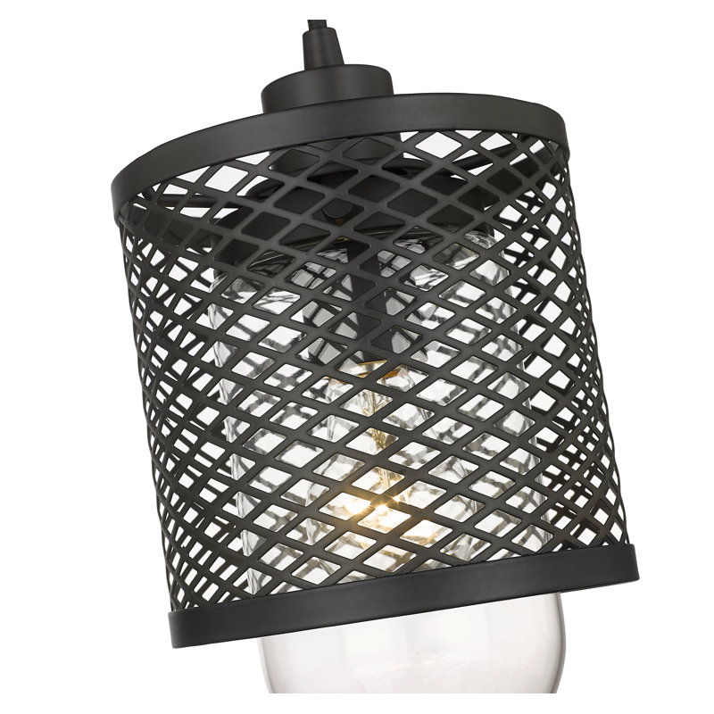 Mini-luminaire suspendu 1 lumière Kipton, Noir mat