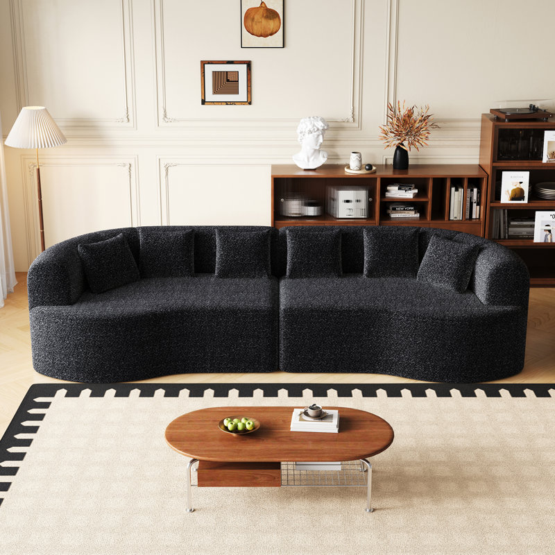Canapé modulaire surdimensionné courbé moderne avec six coussins, sièges en mousse à mémoire de forme pour un confort et une détente ultimes