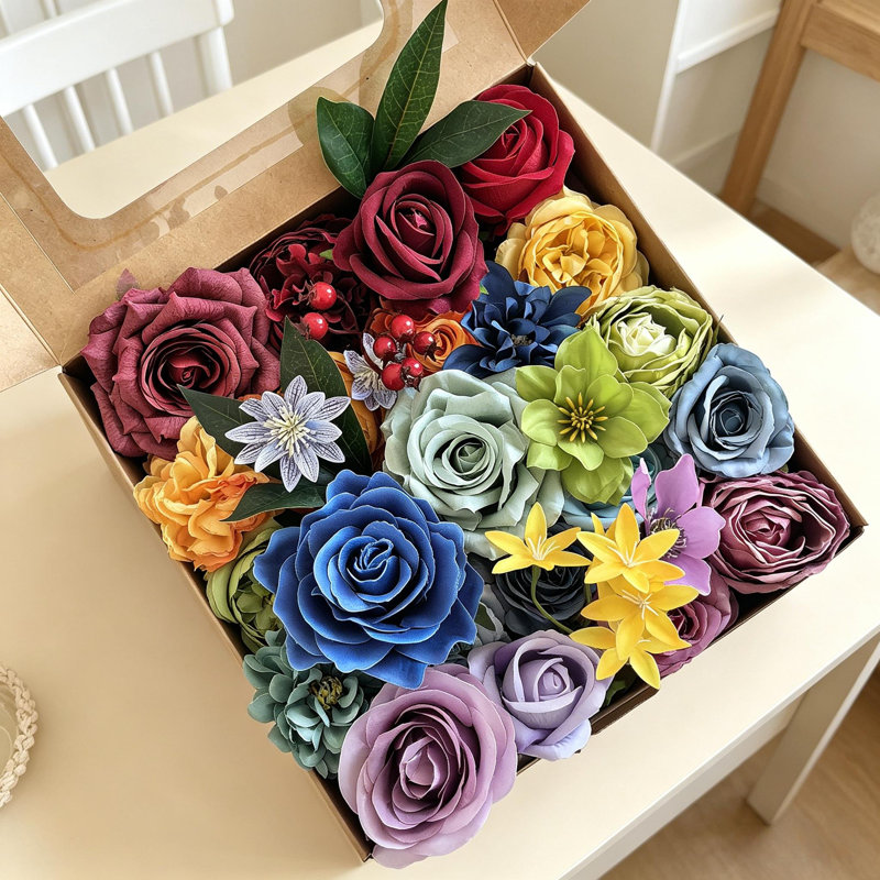Paquet de 30 fausses fleurs élégantes en soie artificielle pour la maison, les mariages, les fêtes et les centres de table