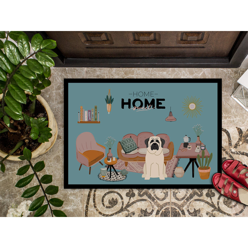 Tapis d'entrée antidérapant Guerline L 27 po x l 18 po, Mastiff blanc