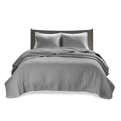 3 Piece Quilt Set Grey King/Cal King