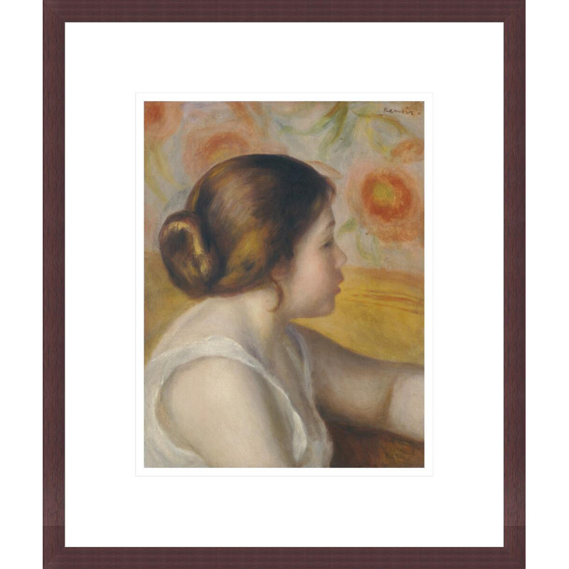 Tête d'une jeune fille par Pierre-Auguste Renoir, H 16,21 po x l 13,75 po