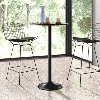Azhaan Round Marble Top Solid Wood Base Dining Table