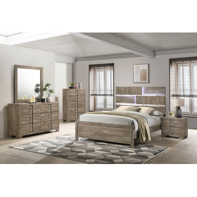 Ensemble de chambre avec très grand lit 6 pièces avec commode, miroir, commode et 2 tables de chevet