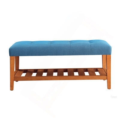Charla Light Blue Fabric & Oak Finish Bench