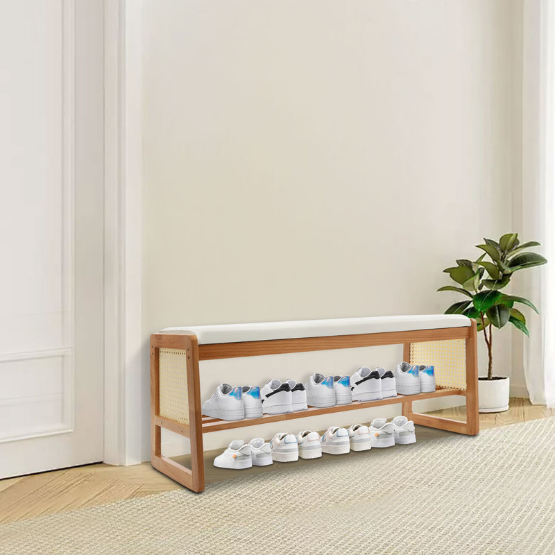Banc de rangement pour chaussures 4 paires, Blanc