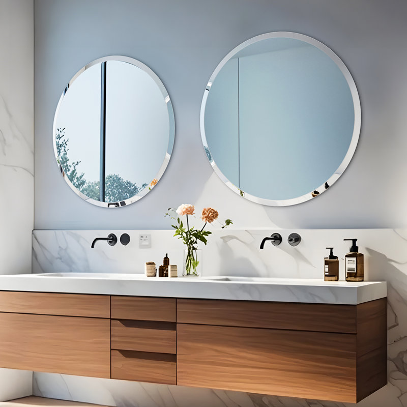 Rithi Round Flat Wall Mirror, 90 cm H x 90 cm W