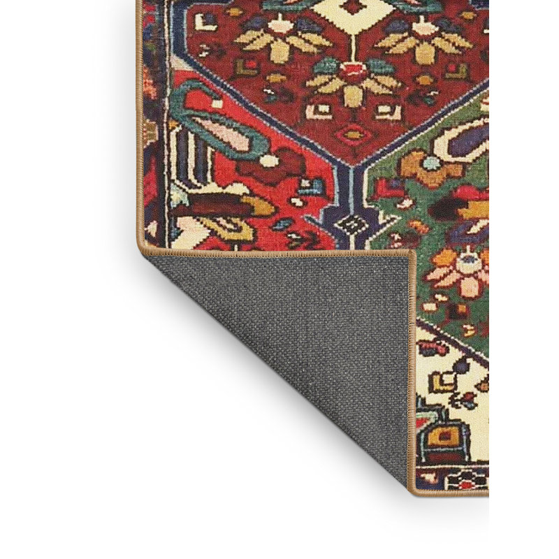 Tapis oriental rouge / vert, Rectangle 5 pi x 7 pi