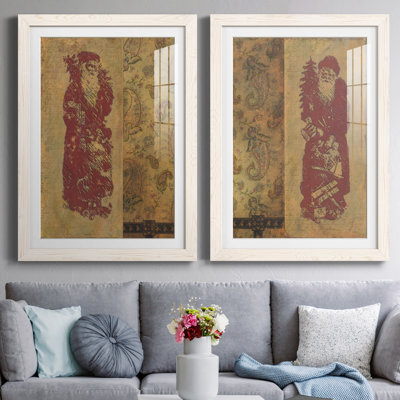 Vinatage Santa I - ensemble de 2 peintures