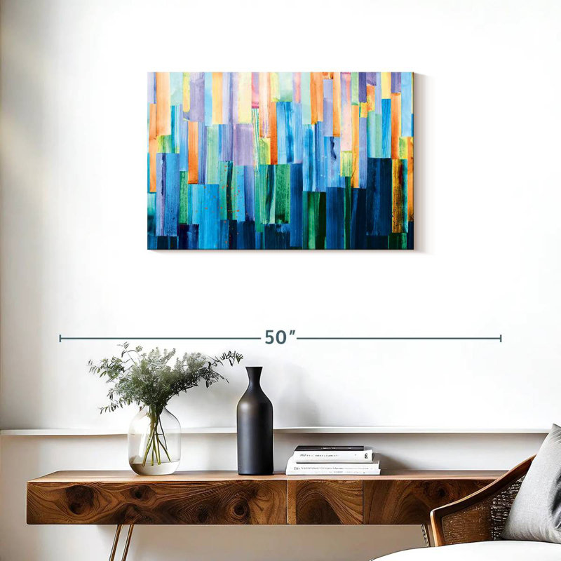 Avery pastel et lignes abstraites bleues, H 20 po x l 30 po