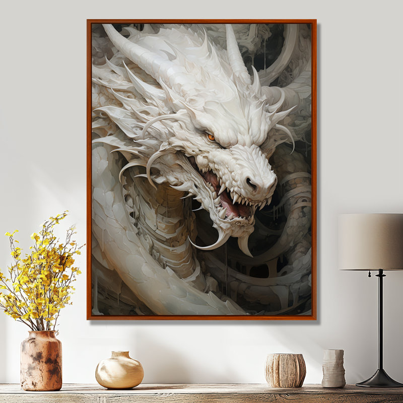 Dragon S Enchanted Realm I - Dragons, art mural, H 44 po x l 34 po x P 1,5 po, Cadre flottant brun