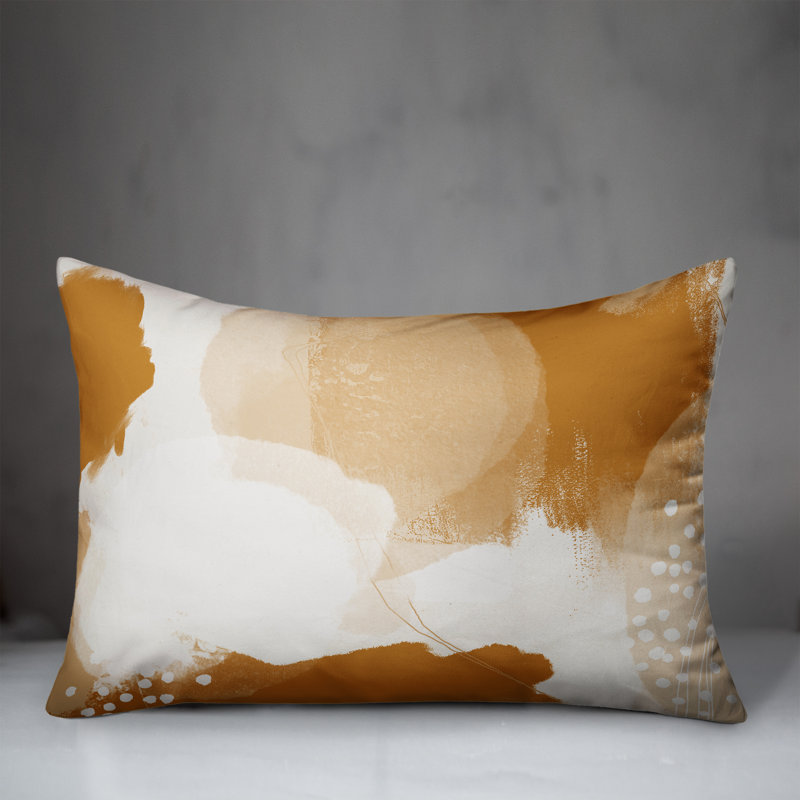 Coussin lombaire intérieur / extérieur abstrait, Orange / Jaune