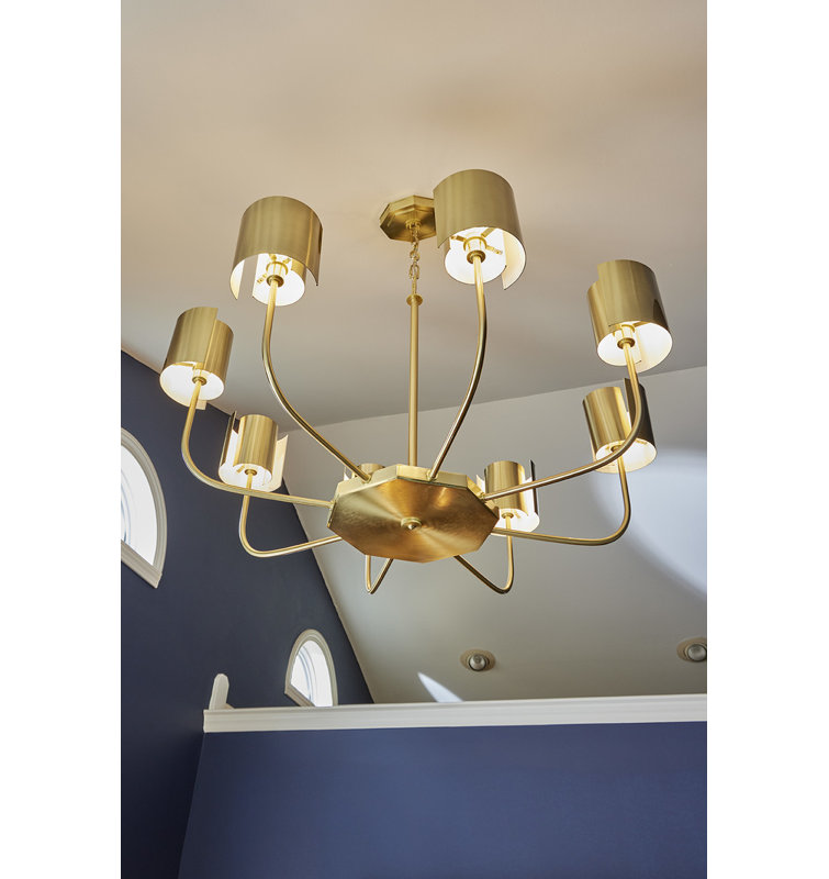 Frederick Cooper 8 - Light Shaded Wagon Wheel Chandelier