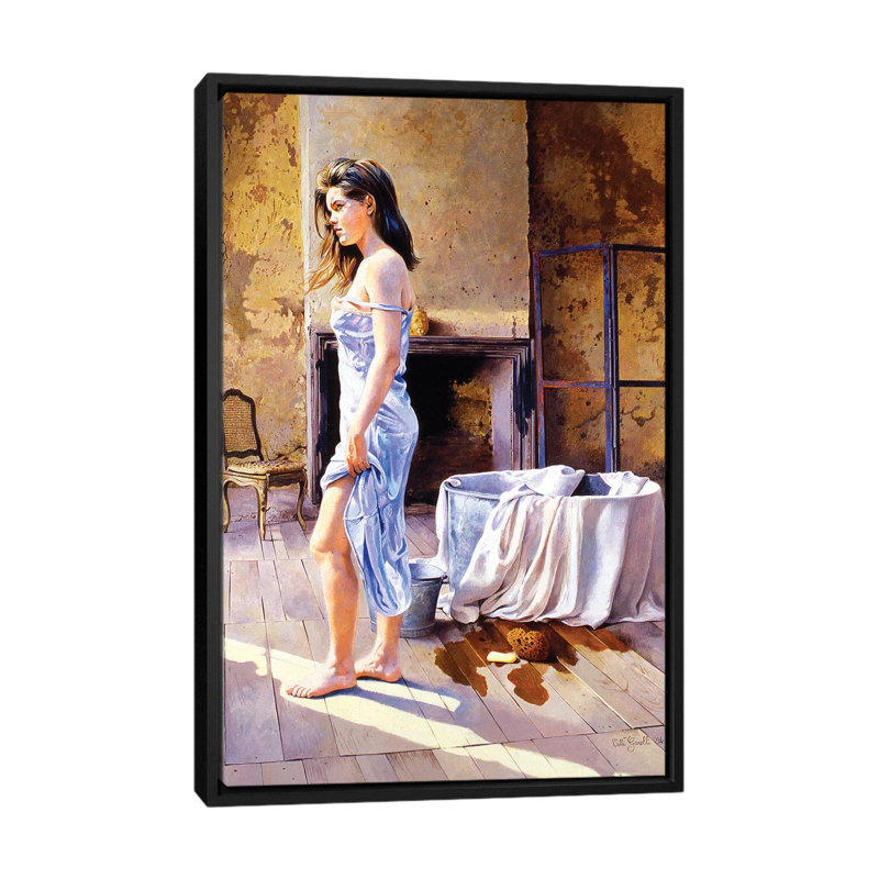 « elisa e la tinozza », reproduction d’art sur toile tendue, H 26 po x l 18 po x P 1,5 po, Toile avec cadre noir