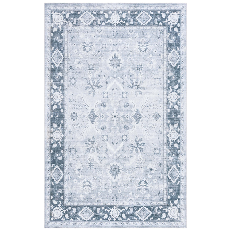 Arizona Bohemian Machine Washable Non-Slip Area Rug in Blue/Gray, Rectangle 152 x 244cm